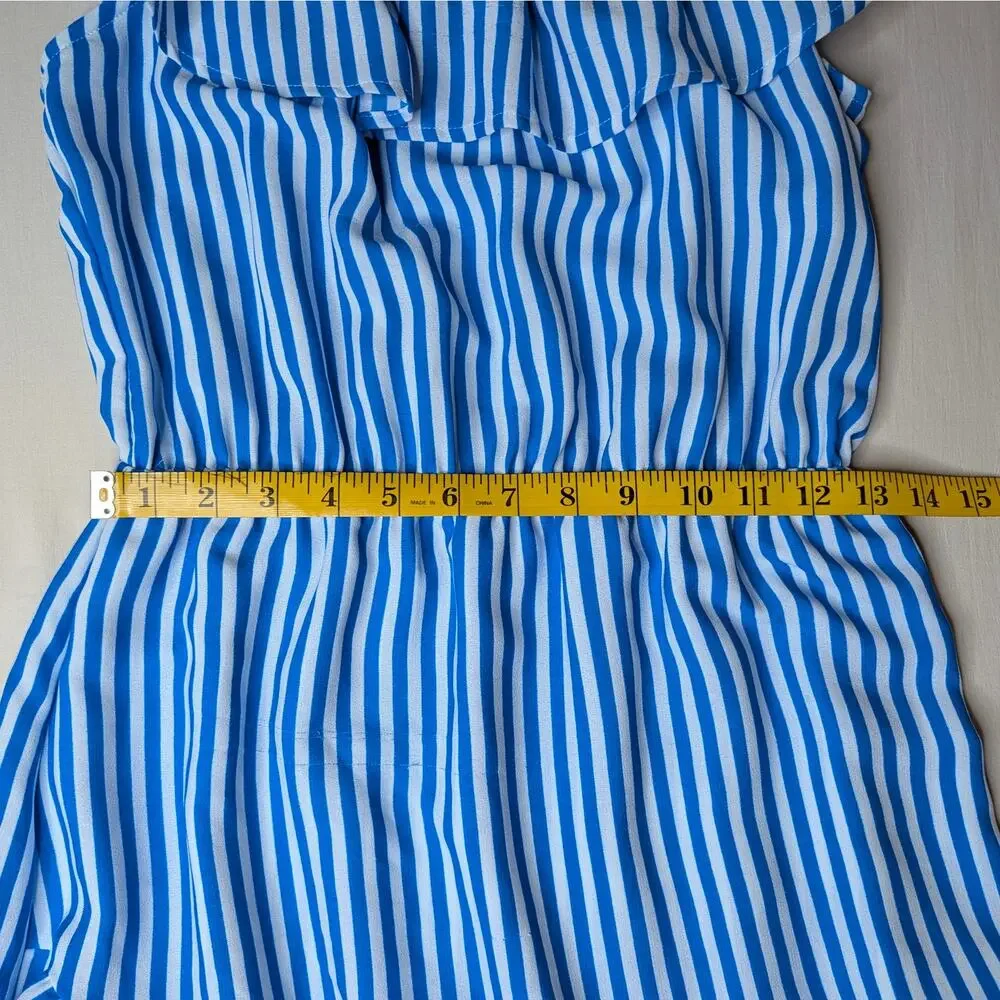 Tommy Bahama Off Shoulder Maxi Dress S Blue White Stripe Tiered Ruffle Resort - Picture 13 of 16